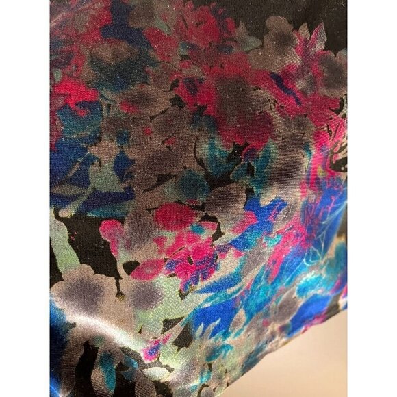 Badgley Mischka Velour Floral Top 2X Blue Retro Boho Western Coastal Preppy 80s - Picture 7 of 15